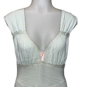 Vtg MCM CHARMODE Pale Green Long Nightgown~Lingerie~Boudoir~Acetate~Sz 34